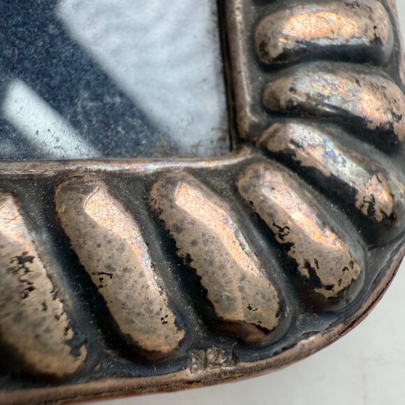 Sterling Silver Small Vintage Frame Wood Back marked 925 Rope Twist Repeat - Picture 6 of 7